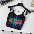 Retrofashion hot girl style sling tube top vest women's summerlettersequinshortpetites street tops trendy