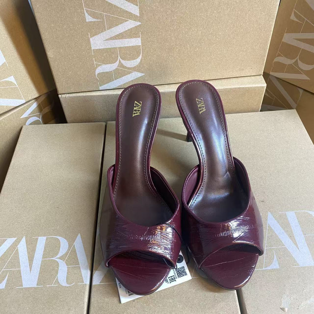 Za2025 spanish spring/summer off-white pointed-toe mules, stiletto heel closed-toe sandals, fairycore fashion