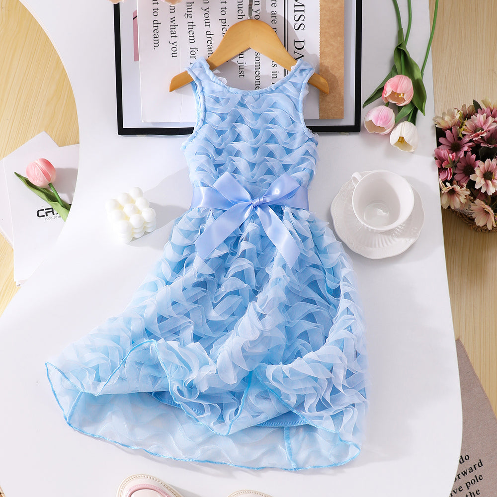 Girls' (toddler) dress, elegant party dress with 3d wavy stripes