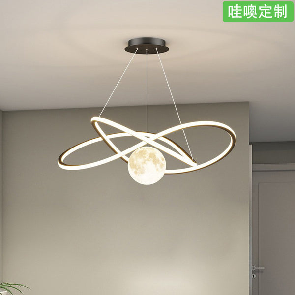 [Wow] Chandelier Nordic Creative Moon Lighting Modern Simple Bedroom Light Bar 2025 New LED Light