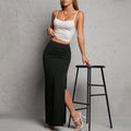 Amazon cross-border fashionable european and american minimalist workwear midi skirt -  summer elegant versatile slimming slit bodycon maxi skirt