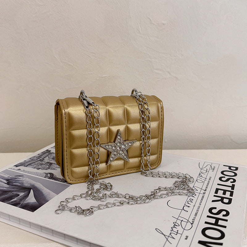 New bright diamond star personalized chain bag women's versatile foreign style mini shoulder bag trendy and decorative messenger small square bag