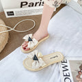 Women's summer slippers - new fashion flat slides with soft sole, soft upper, bow detail, indoor/outdoor non-slip sandals