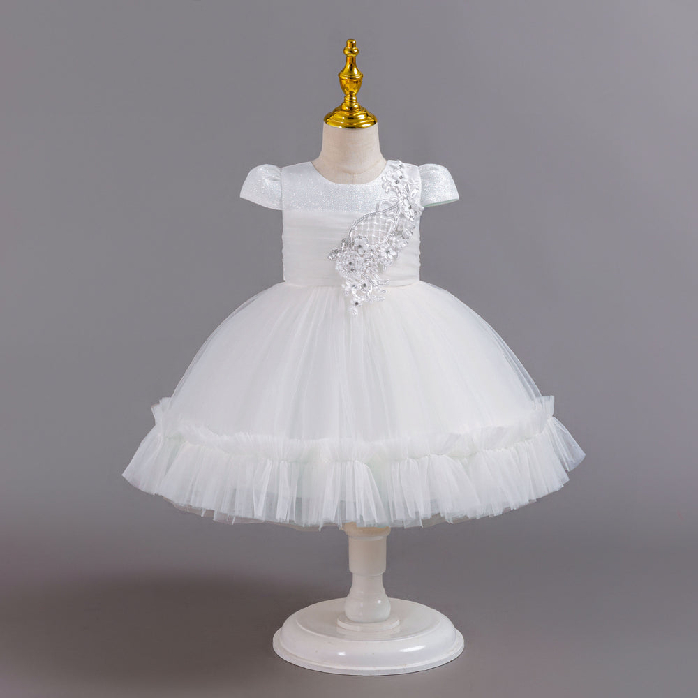 Ready-to-ship new baby girl dress - tulle flower cake princess dress - first birthday dress - baby dress