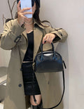 Korean ins genuine leather 2025new arrivalniche style boston bag women's casualeasiest for matchsatchel bag crossbody small square bag