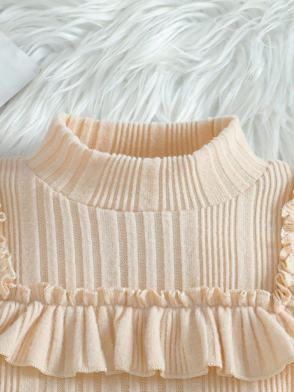 autumn new arrival: mock neck princess sleeve top + plaid skirt two-piece set