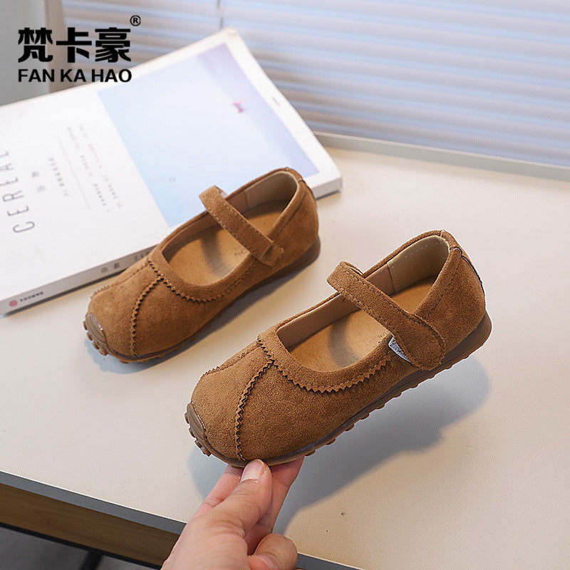 Vancahao niche style design k-style girl mary jane princess shoes  spring & fall new arrivalkids suede flats