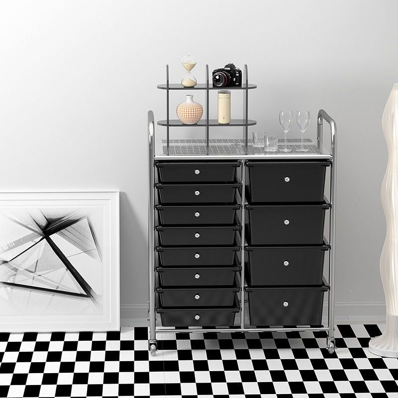 Multi-tiered storage cabinet with drawers - versatile organizer for home, space-saving, black