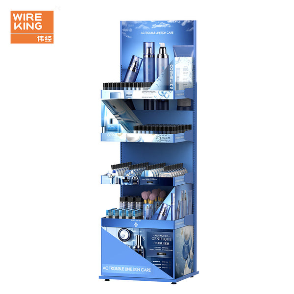 Factory custom beauty store display stand Floor-to-ceiling metal display stand Makeup skin care products exhibition stand Skin care store display stand