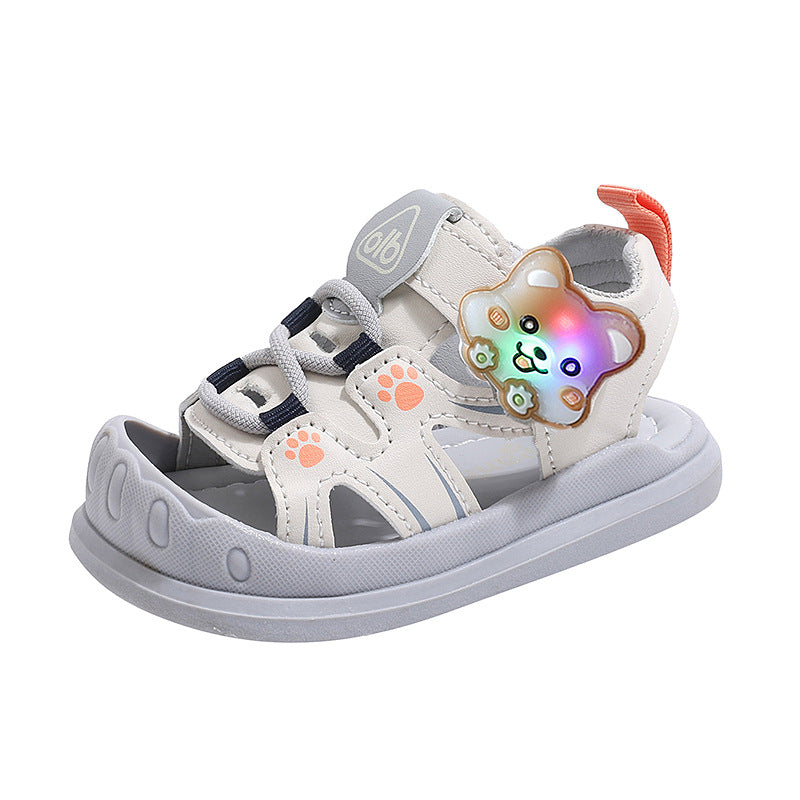 Baby first walker shoes  summer new collection: athletic beach shoes for boys, soft-soled light-up sandals for girls, baby sandals