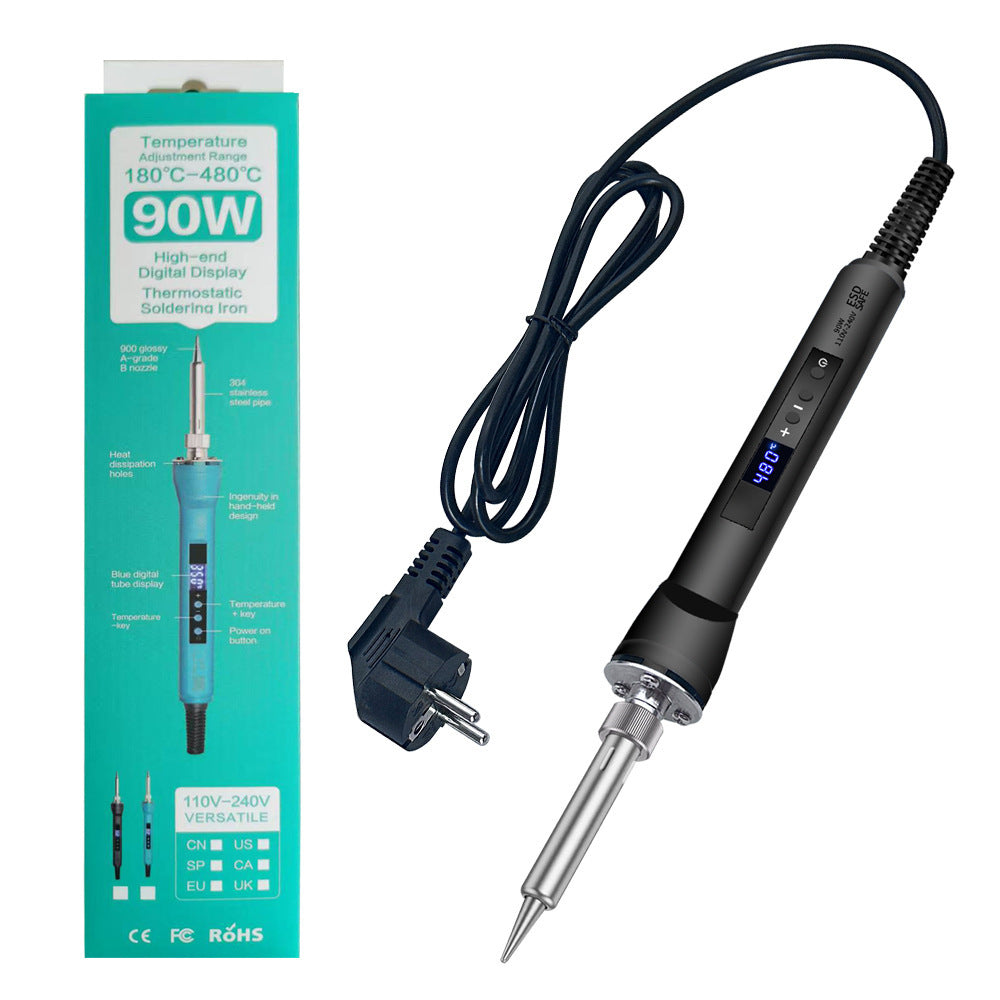 Cross-border new product 90W internal heating type digital display temperature regulation constant temperature electric soldering iron set electric loiron welding pen household maintenance