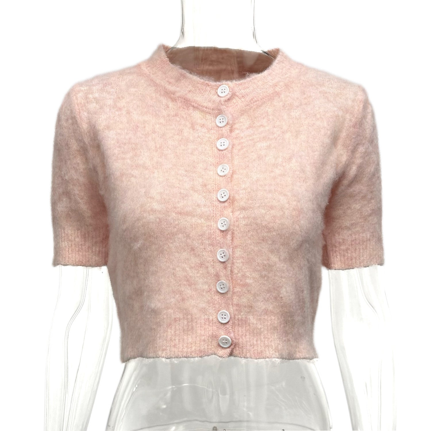 Cross-border European and American style 25 years summer new women's clothing temperament short-sleeved short imitation mink casual fashion knitted cardigan