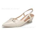 Toe-cap sandals new arrival2026summerfashion glossy pointed toe sandals outwear high heels women's toe-cap back hollow sandals