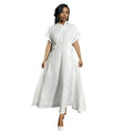 supply pure colorv neck waist large swing a-line long skirt plain fashion european and american women's clothing