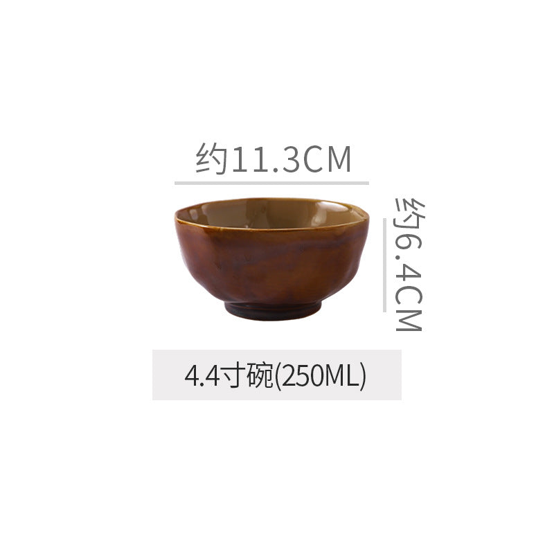 Retro casual kiln style ceramic special-shaped bowls, plates, household fruit salad bowls, ceramic steak plates, fish plates, vegetable plates