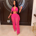 Source factory  summer new european and american style sexy tassel knit pant set