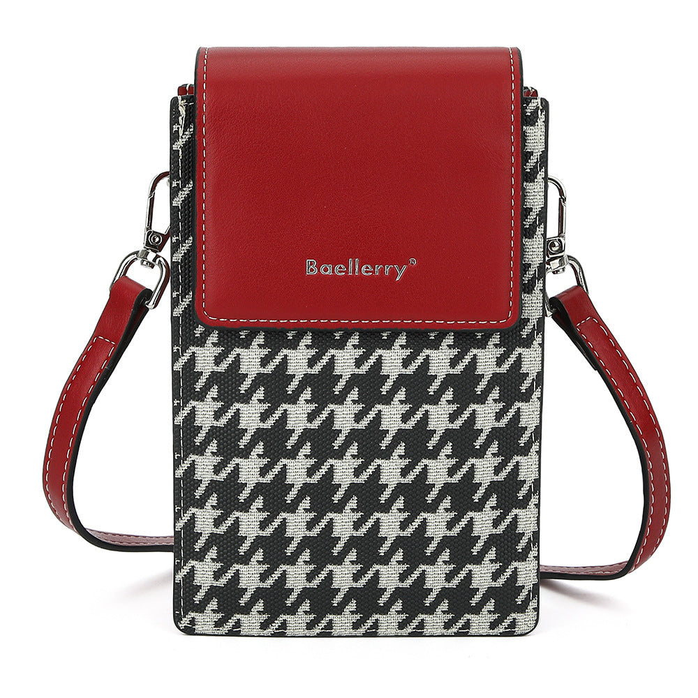 Baellerry summer new model back multi-card mobile phone bag female vertical magnetic buckle shoulder bag thousand bird grid wallet female