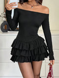 European and american cross-border fashion slim-fit long sleeve  waist-cinching pleated skirt dress - elegant and chic
