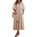 Amazon fashioncasualv neckpuff sleevedresssummernew arrivala line waist slimming look skirt