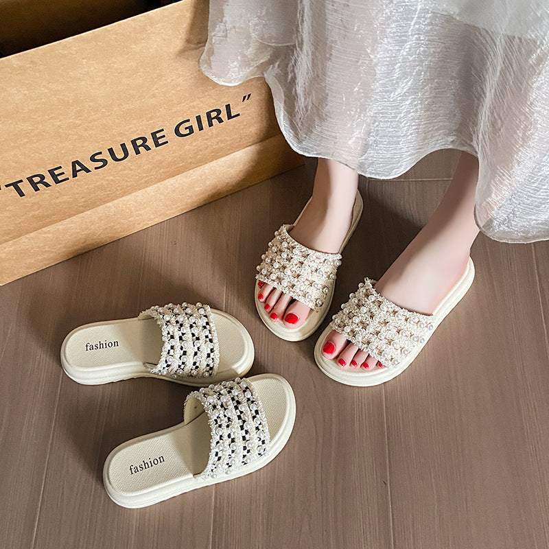 Summernew arrivalfairy small fragrant slippers women's ins trendy outwear one-line slippers soft bottom lightweight sandals thick sole