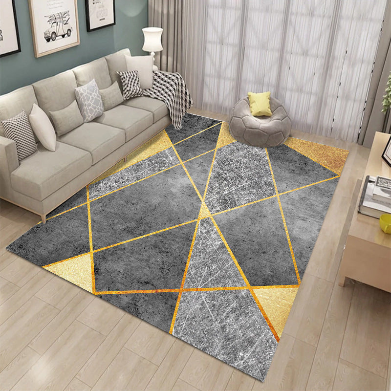 Custom-made modern minimalist marble texture plaid area rug - full coverage light luxury home living room carpet