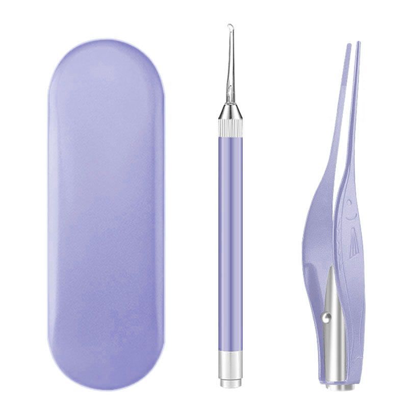 Baby luminous ear spoon ear pick luminous ear tweezers ear digging earwax tweezers tool suit ear picking with light in stock
