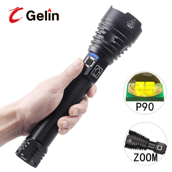 Cross-border strong light XHP-160USB charging high power telescopic zoom hot-selling power display flashlight