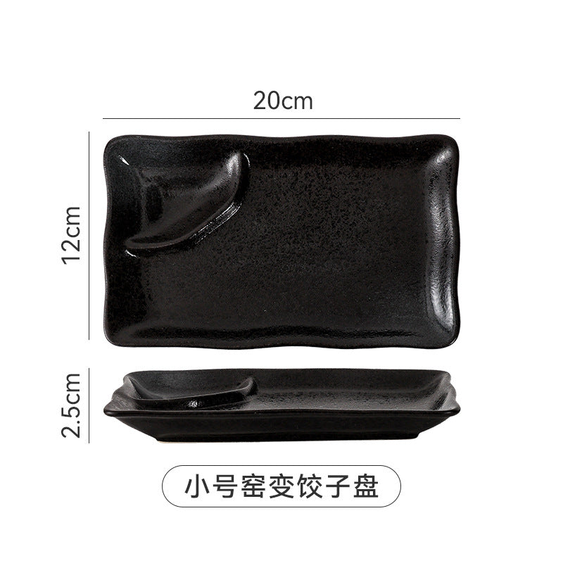 Sushi plate rectangular flat plate japanese ceramic tableware for homedumpling plate compartment plate creative western food plate dessert plate