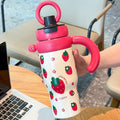 High-style 316 stainless steel insulated tumbler, perfect for outdoor use. portable, large-capacity design with a handle and straw, ideal for kids