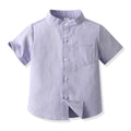 Inner wear cross-border children's clothing kids candy color shirt spring boys shirt medium and large children stand collar boys shirt long sleeves