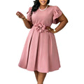 D3370 cross-border  fashionexportrufflesnew arrivalstereo flower large size women's african dress
