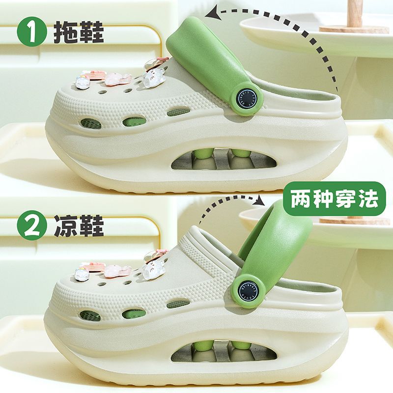 2025 new women's wedge platform clogs - summer outdoor wear, thick sole, two-wear style, chunky heel, non-slip beach sandals & slippers