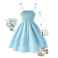 girls' princess dress, foreign trade children's clothing,  summer new european and american style, big and medium girls' bowknot suspender dress