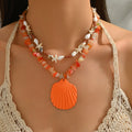 2025 summer new arrival: ocean-inspired statement necklace - irregular shell & crushed stone ethnic style