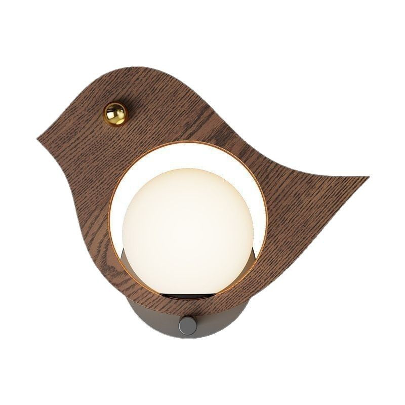 Wall lamp medieval walnut color bird decorative lamp children's room warm wall lamp creative and beautiful bedroom bedside lamp