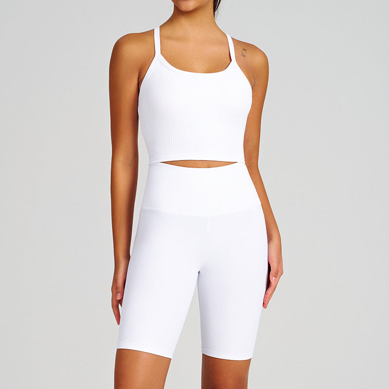 new arrival yoga clothes high waist hip lift tummy control slimming look sling beautiful back running sports intimates bra suit for women