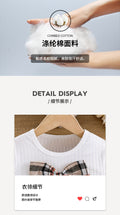 Girls' export set: white knitted long-sleeve top and pleated plaid skirt - autumn two-piece outfit for toddlers and young children