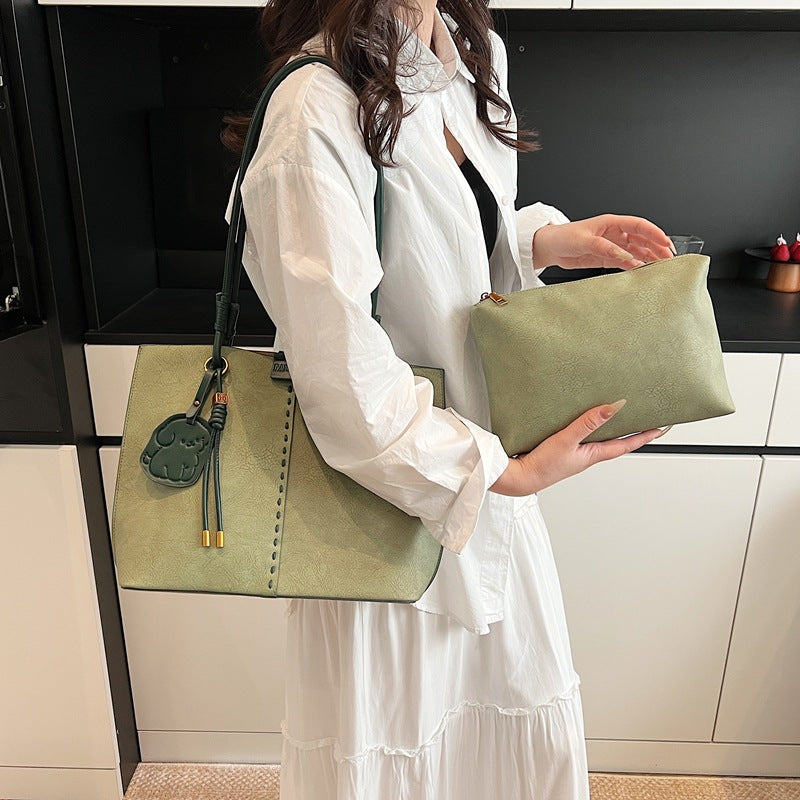 Contrasting colors cute puppy tote bag large capacity 2025 spring new portable shoulder bag women's factory one piece delivery