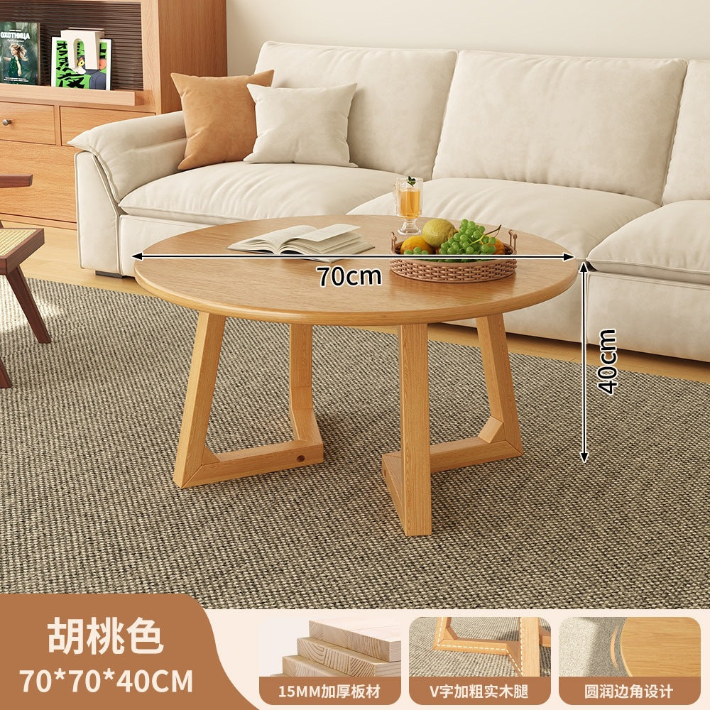 Japanese style solid wood living room coffee table small apartment insfor home log style round side table casual dining tea table