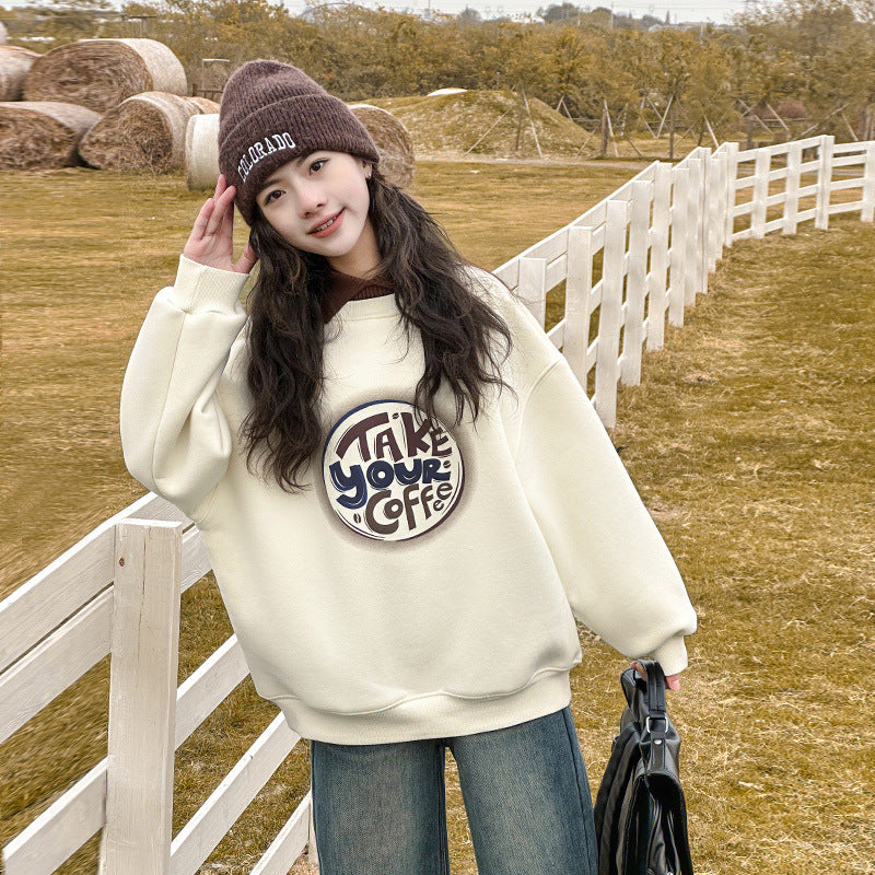 Girls' spring/autumn tops -  new trendy kids' street style outfit - autumn fashionable long-sleeve sweatshirt