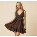 spring new women's  fashion solid color deep v-neck sleeveless sexy cami dress