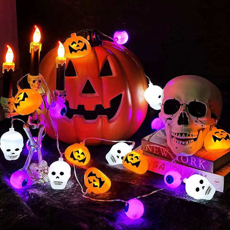 New Halloween light string skull ghost horror decorative lights ghost festival atmosphere small lights battery box pumpkin lights