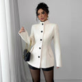 fall/winter european and american cross-border  foreign trade women's button-down slim-fit wool coat - parisian chic