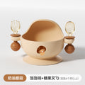 Baby elephant snack bowl - portable, spill-proof kids' meal set for on-the-go: includes fruit cup and suction silicone plate
