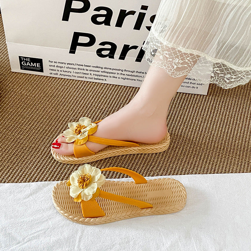 Sweet floral slides for women - summer beach sandals, korean style, trendy student design, non-slip fashion slippers, soft sole shoes
