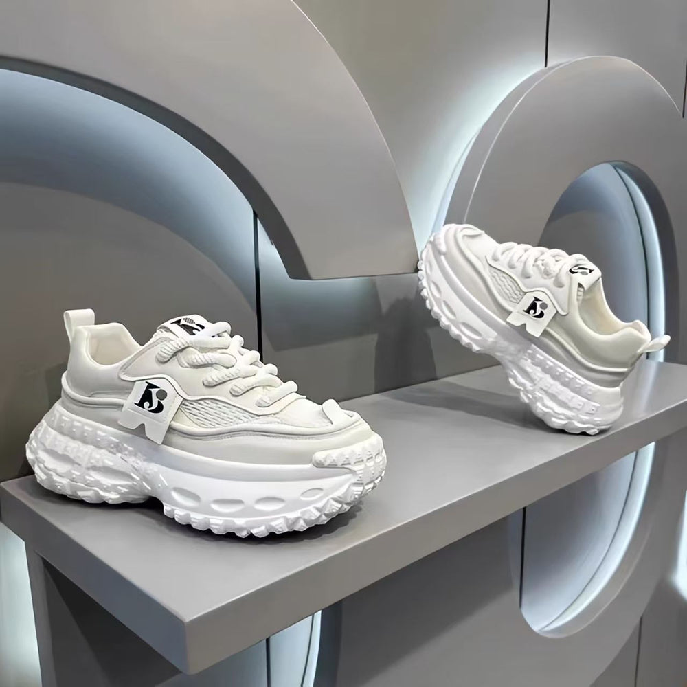 Tire bottom men's shoes winterfashionable brand easiest for matchcasual sneakers running non-slipthick solehidden heelxiaobai daddy shoes