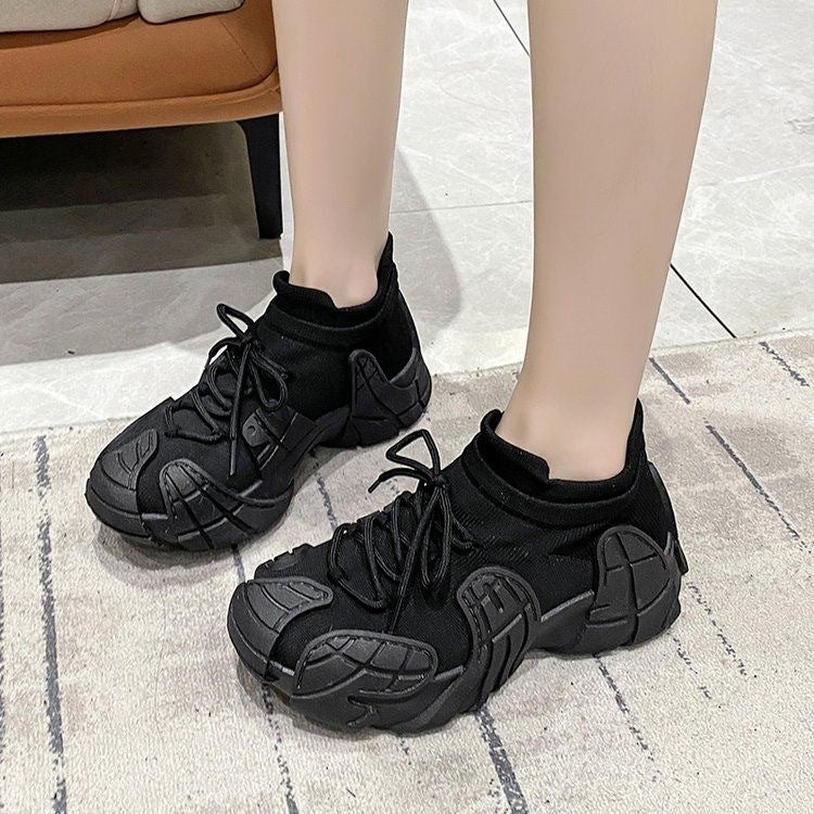 2025 winter new collection: women's fleece-lined cotton shoes, warm sock shoes, casual thick-soled shoes, octopus sneakers