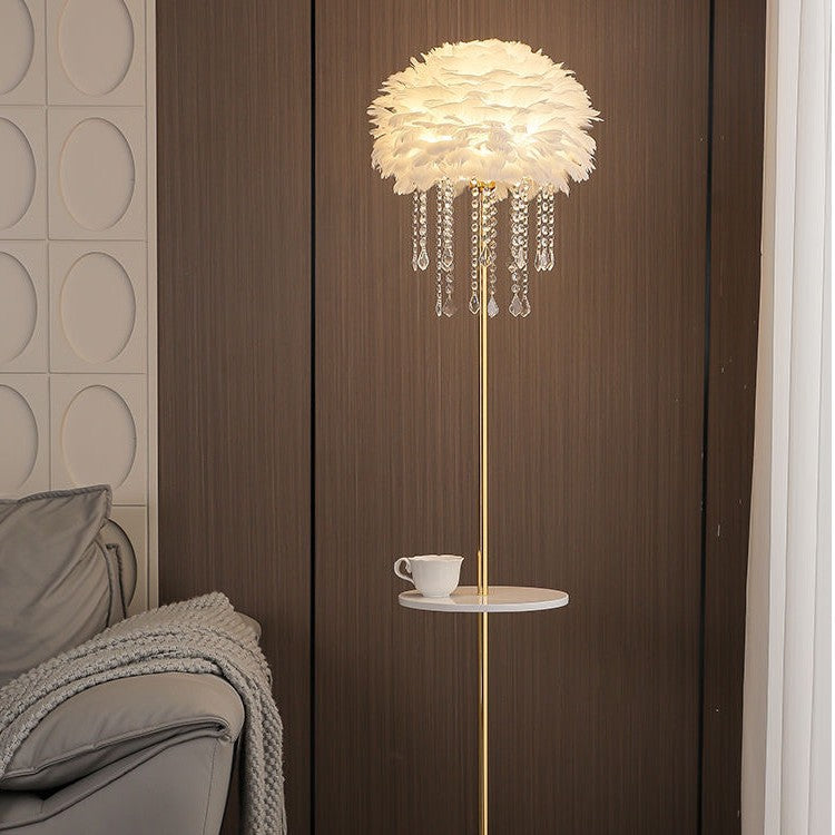 Coffee table 2 feather crystal lamp atmosphere decorative lamp popular xiaohongshu living room sofa bedroom bedside lamp romantic lamp