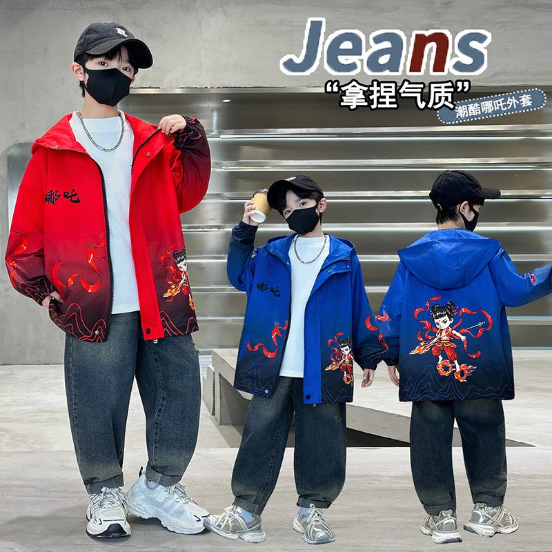 Boys' gradient hooded windbreaker - new autumn  collection - stylish casual jacket for boys and teens