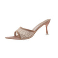 European station cross-border plus size women's shoes 2025 spring new arrival foreign trade one-strap slippers rhinestone open-toe fashion sandals